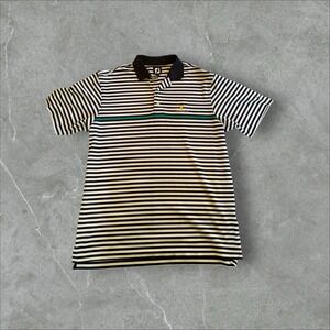 Footjoy Golf Polo Shirt Mens Sz Large Blue White Striped Stretch Short Sleeve